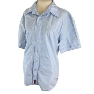 Tommy Hilfiger Red Label Blue Button Down Shirt Short Sleeve XL
